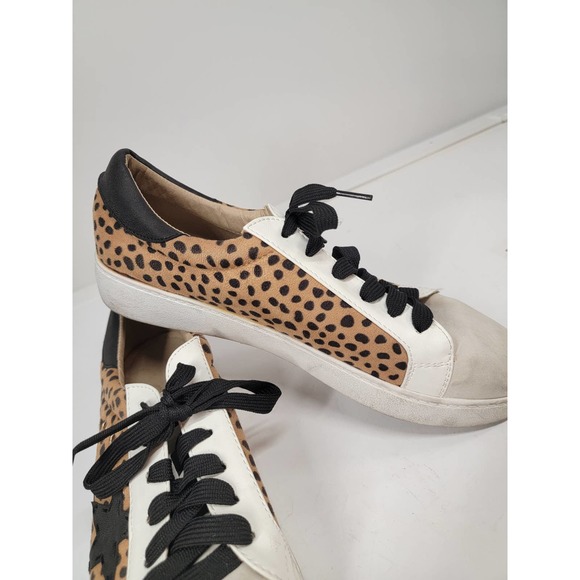 Ccocci animal print sneakers white with leopard print star lace up sz 10 - Picture 2 of 8